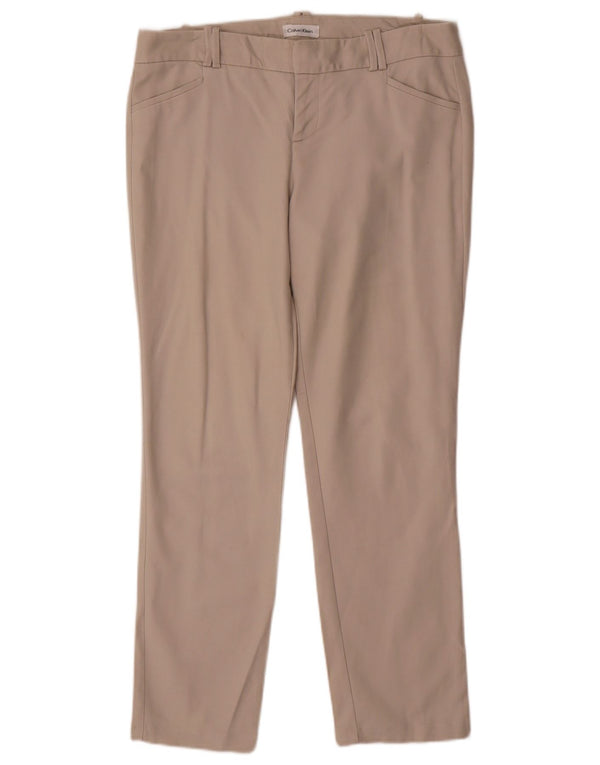 Damskie proste spodnie Calvin Klein US 8 Medium W32 L28 Beżowe