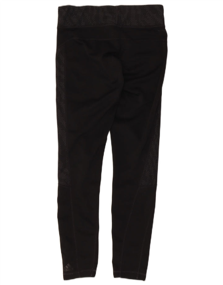 Damskie legginsy Adidas Climalite UK 8/10, małe, czarne, cętkowane, poliestrowe