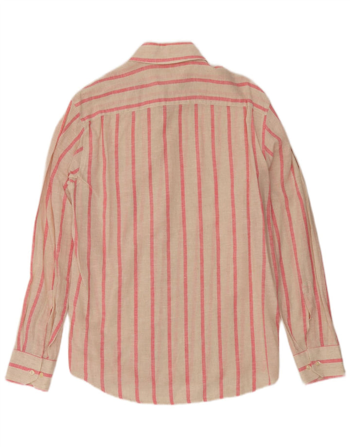 Koszula męska w stylu vintage, średnia w kolorze złamanej bieli, w prążki