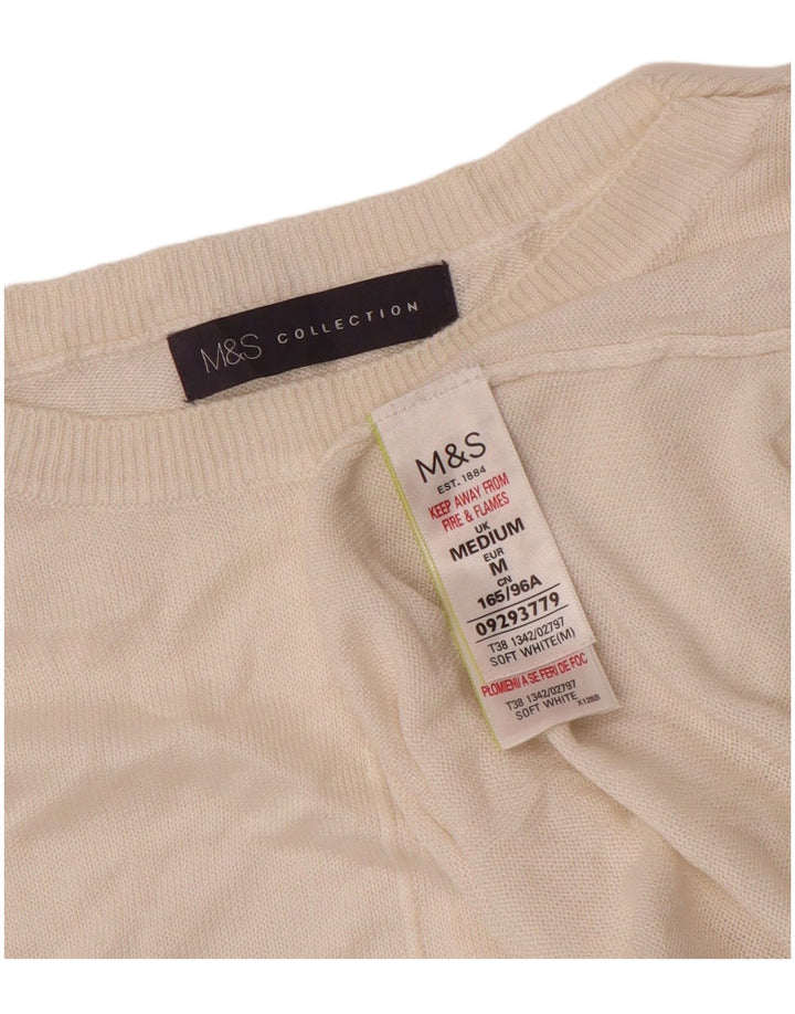 Marks & Spencer Damski sweter z dekoltem w łódkę, UK 14, średni złamanej bieli