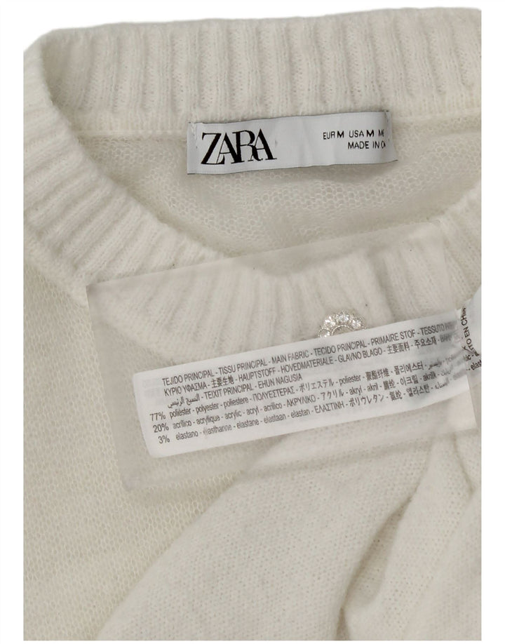 Sweter damski Zara Crop Cardigan UK 12 Średni biały poliester