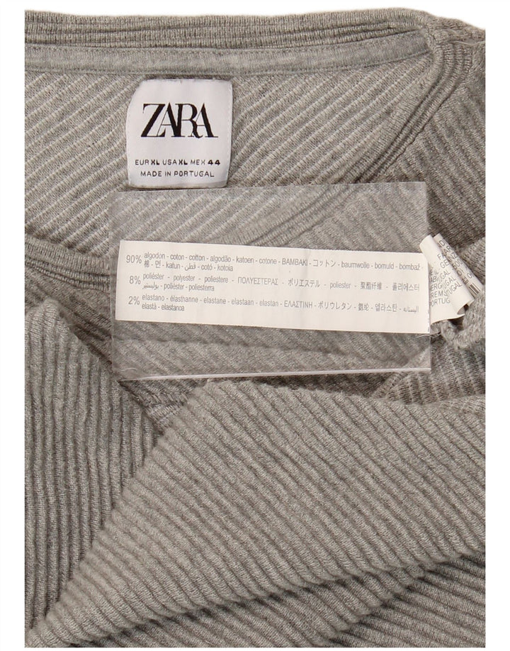 Damski top Zara z długim rękawem, UK 18 XL, szara bawełna