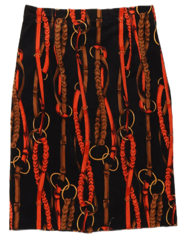 Vintage damska sztruksowa spódnica w abstrakcyjny wzór W26 mała czarna