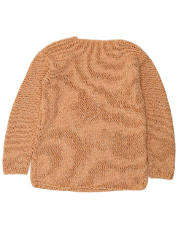 Sweter damski w stylu vintage z dekoltem w łódkę UK 12, średni, pomarańczowy, nakrapiany