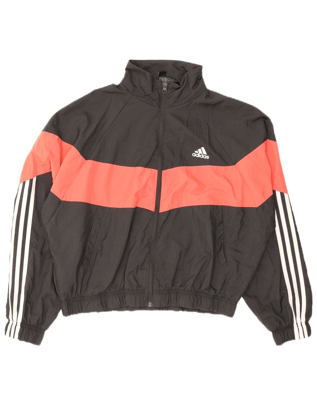 Damska bluza dresowa Adidas UK 12/14 Średni czarny nylon z blokami kolorów