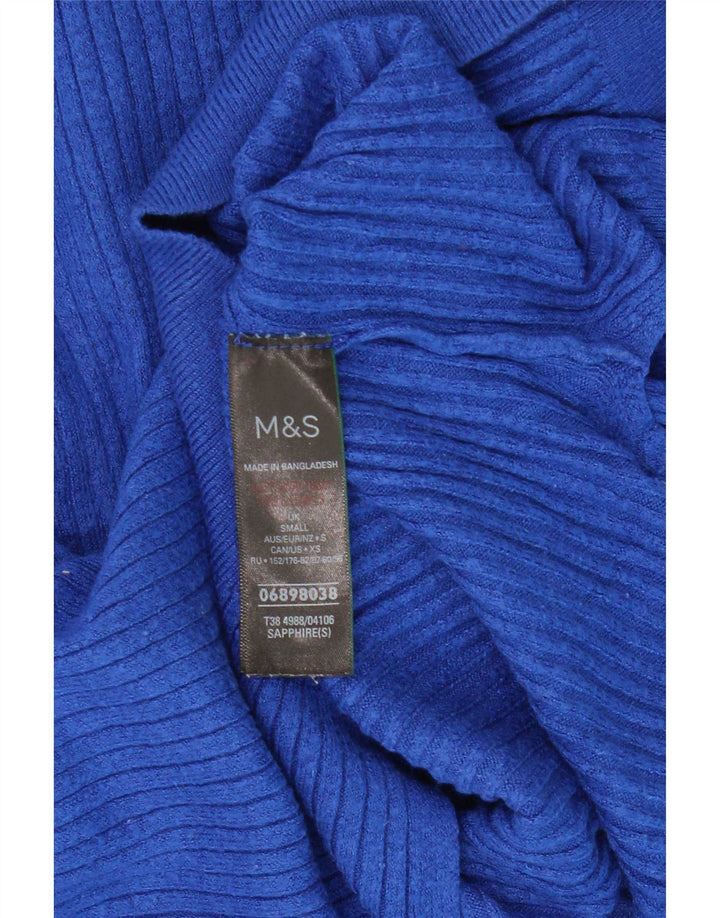 Marks & Spencer Damski sweter z zamkiem błyskawicznym UK 10 Small Blue Wiskoza