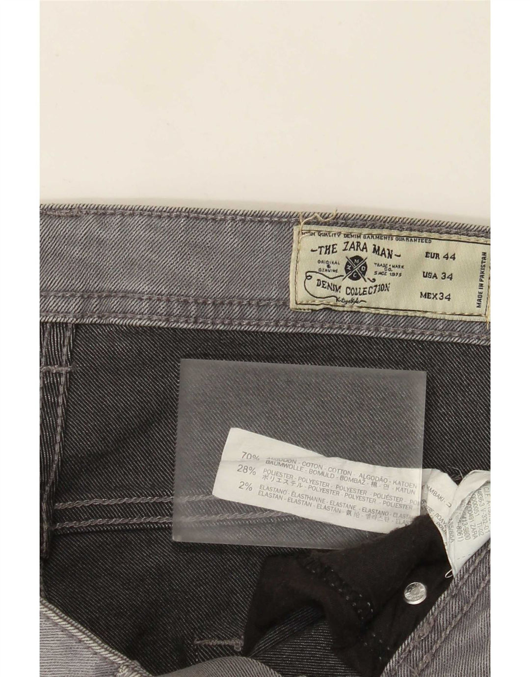 Męskie jeansy slim fit Zara EU 44 Large W34 L31 Szara bawełna