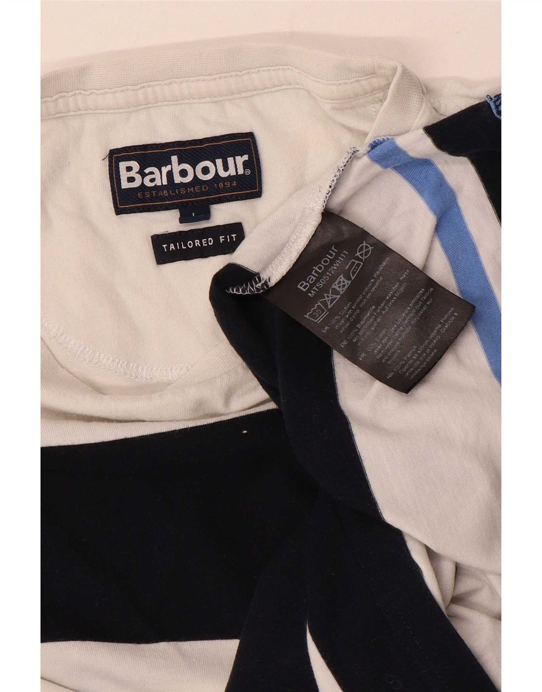 T-shirt męski Barbour, duży, bawełniany w białe paski