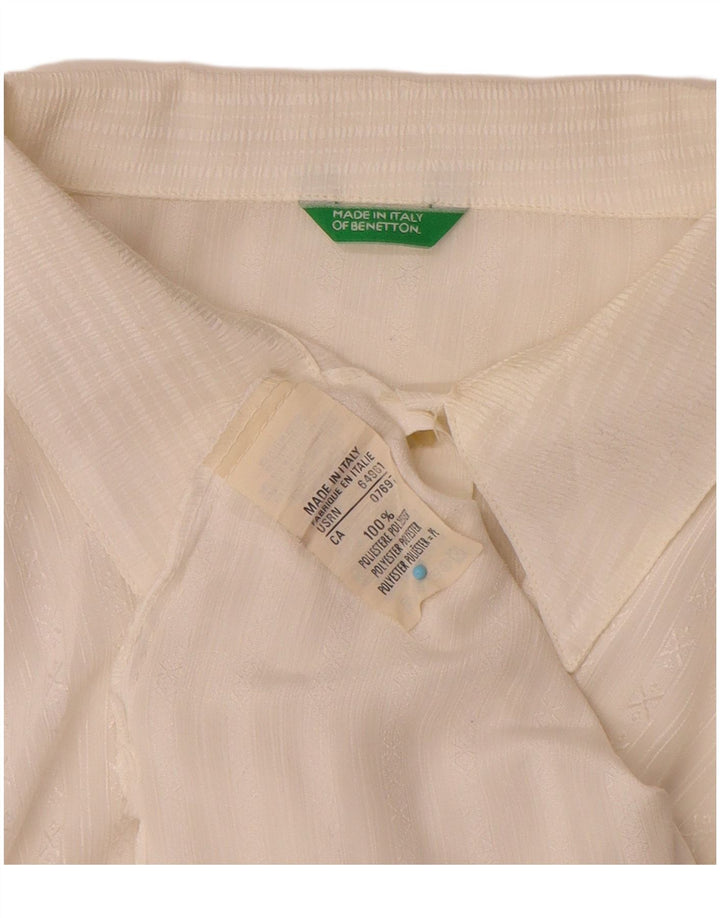 Damska bluzka koszulowa Benetton UK 16, duże, białe paski, poliester
