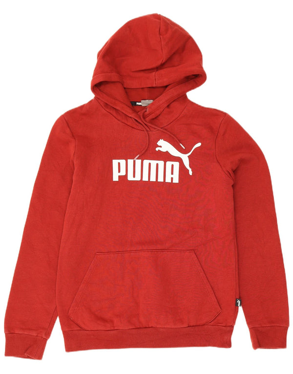 Puma Womens Graphic Hoodie Jumper UK 6 XS Red Cotton