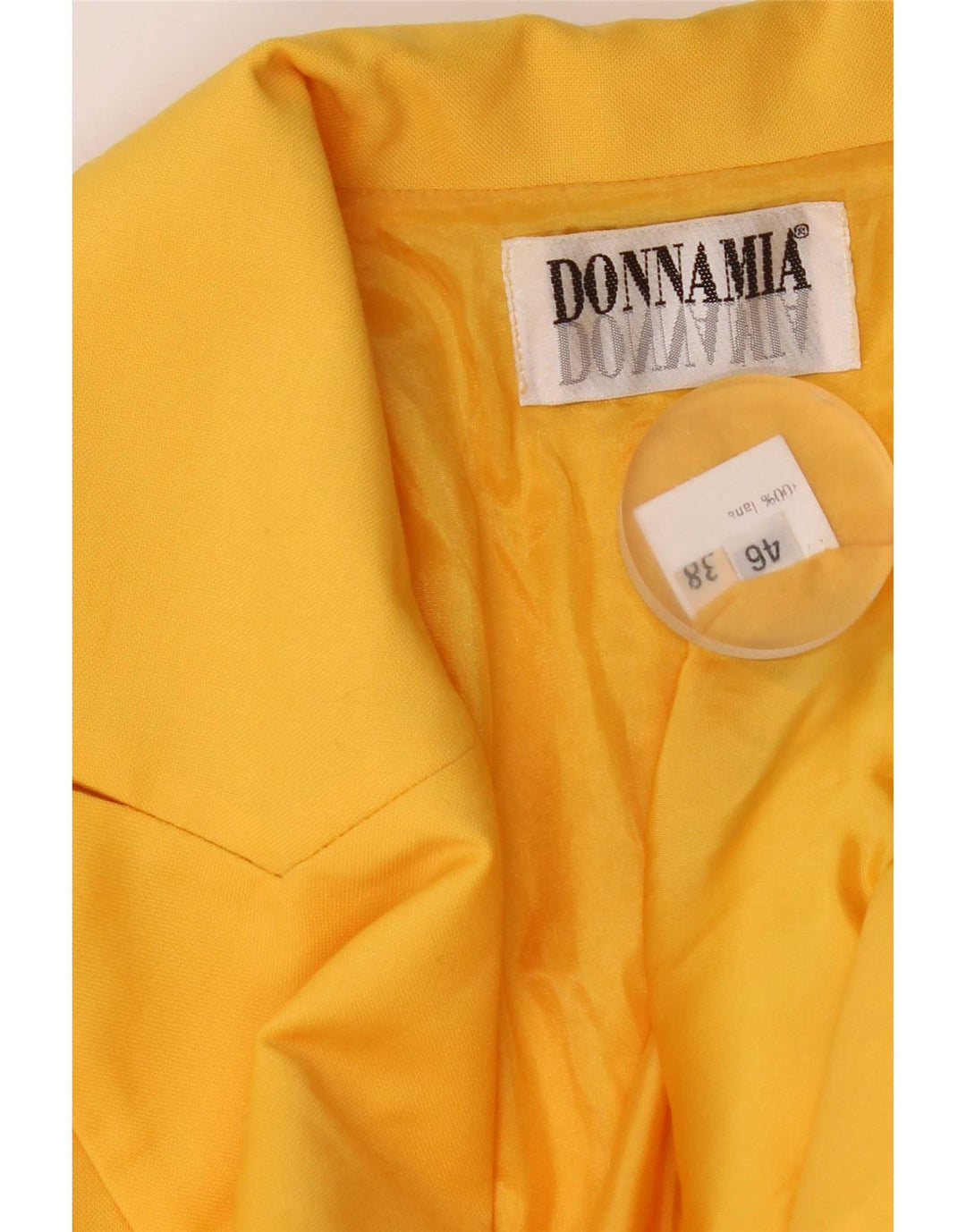 Vintage damska marynarka zapinana na 1 guzik IT46, duża, żółta wełna