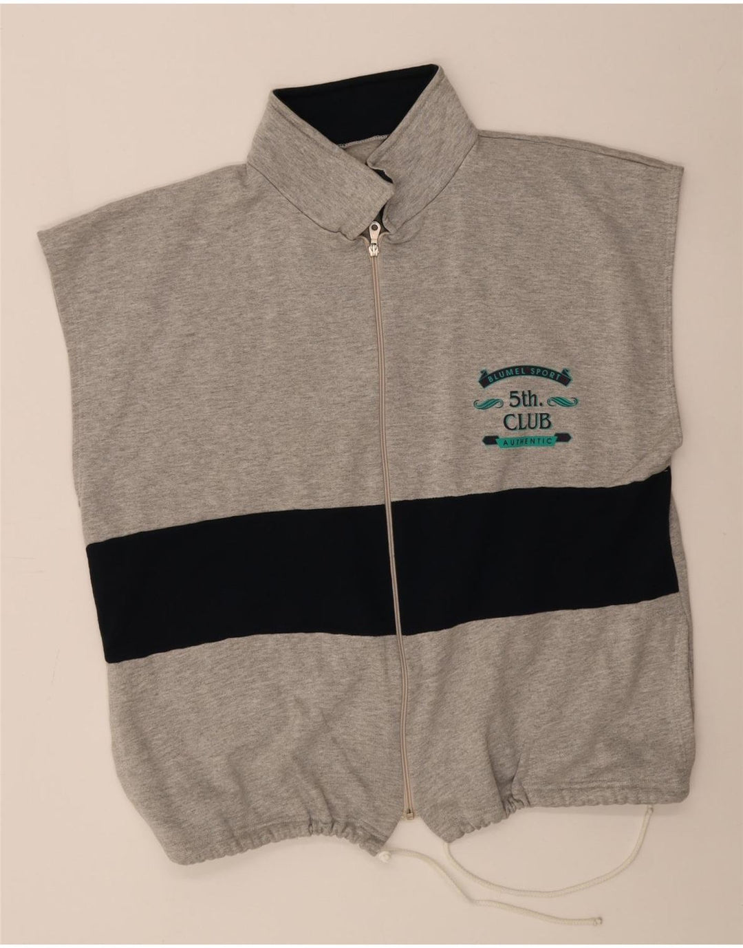 Męska bluza dresowa bez rękawów w stylu vintage, XL, szary, blok kolorów