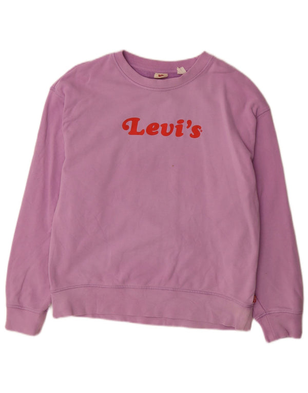 Damski sweter oversize Levi's z grafiką UK 10, mały, fioletowy, bawełniany