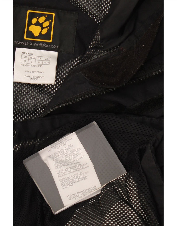 Męska kurtka przeciwdeszczowa Jack Wolfskin z kapturem UK 36/38 Średni czarny poliamid