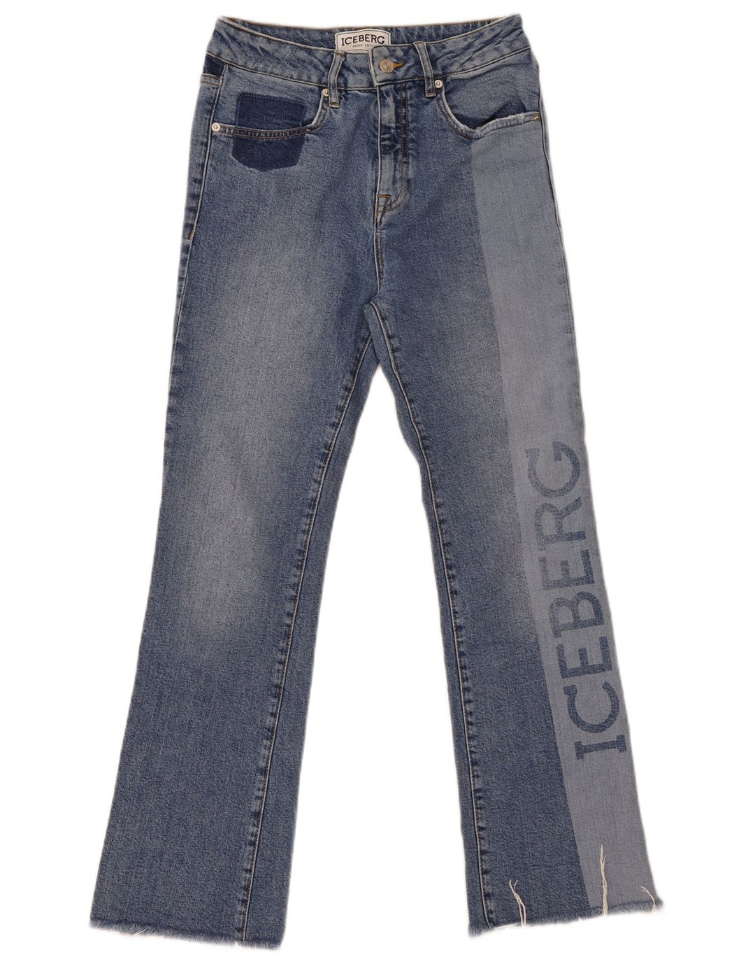 Damskie jeansy Iceberg Graphic Bootcut W27 L28 Niebieska bawełna z blokami kolorów