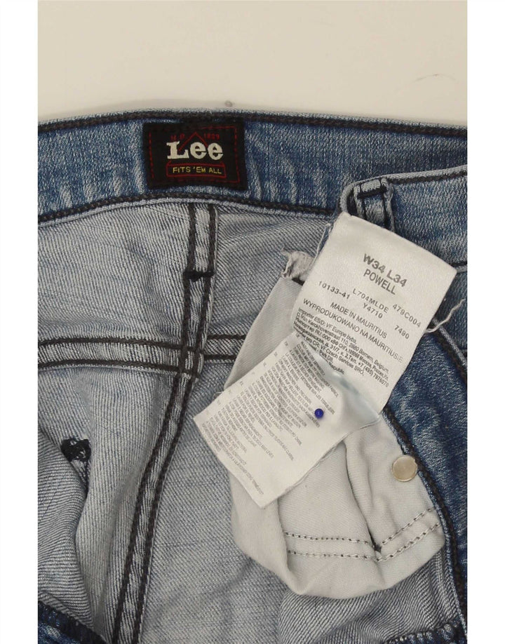 Męskie jeansy Lee Powell Slim W34 L34 Niebieskie bawełniane