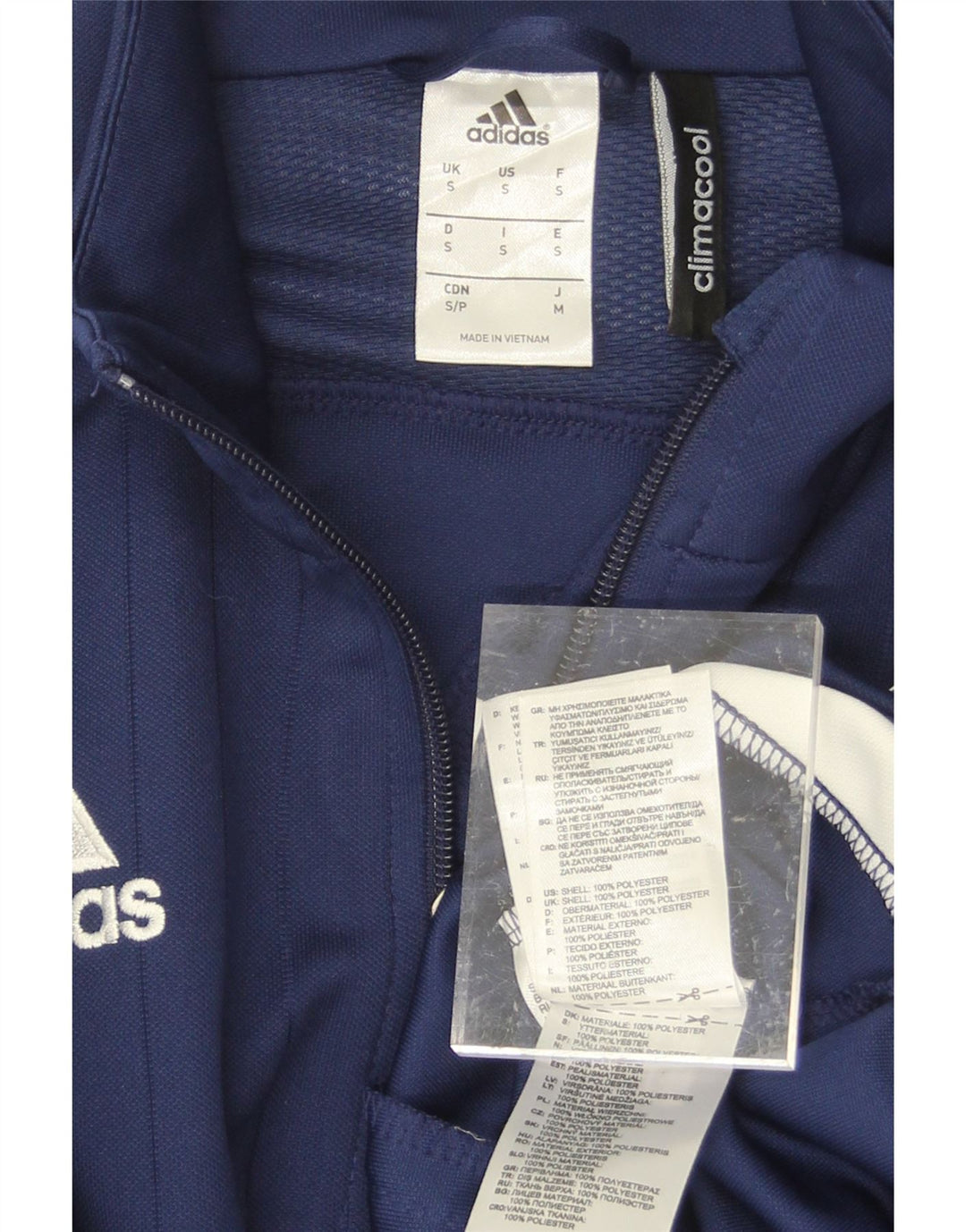 ADIDAS Mens Climacool Graphic Tracksuit Top Jacket Small Navy Blue Vintage Adidas and Second-Hand Adidas from Messina Hembry 