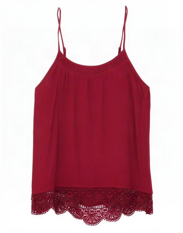 Fat Face Womens Cami Top UK 8 Small Burgundy Viscose
