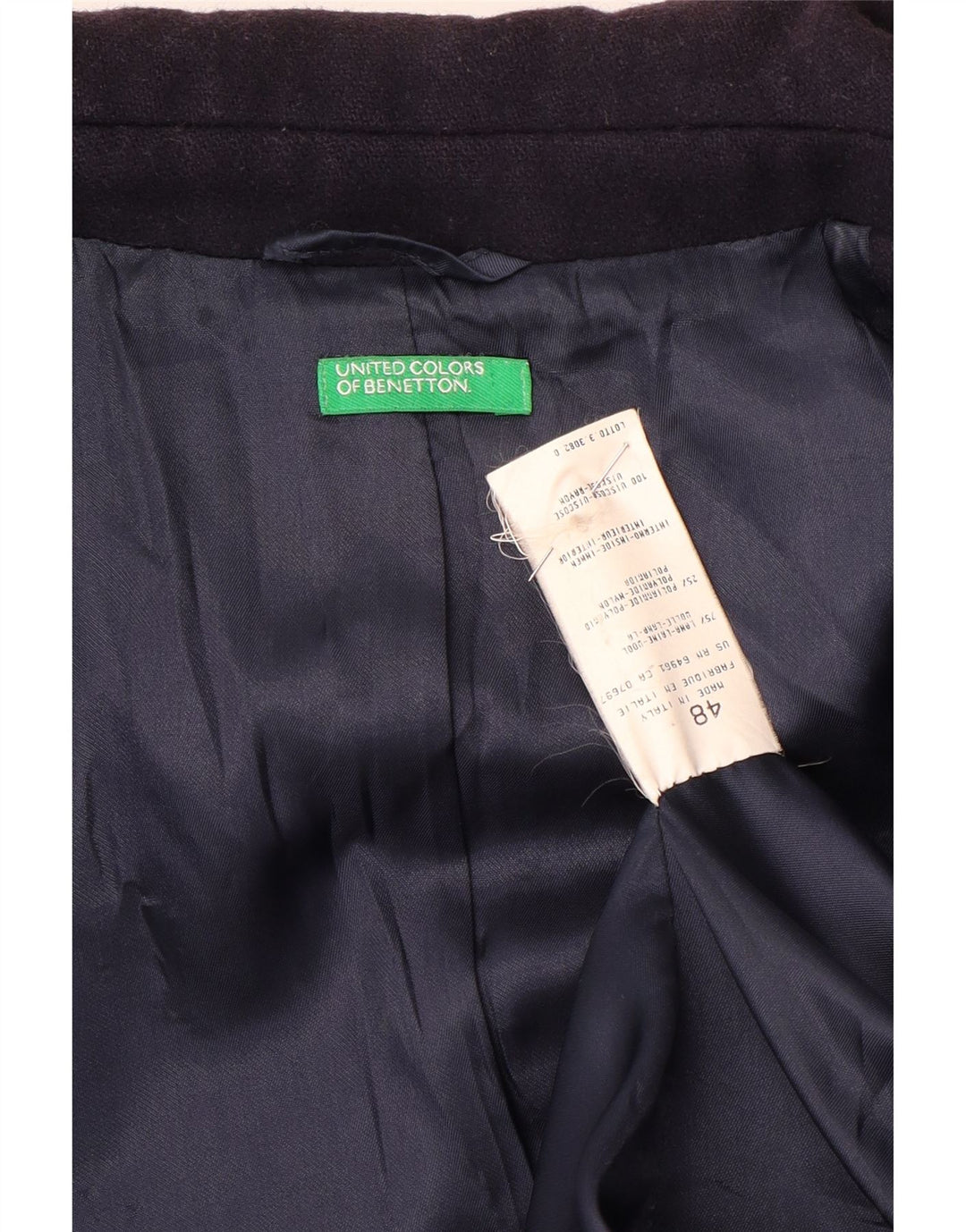 Płaszcz męski Benetton IT 48, średni granatowy wełniany