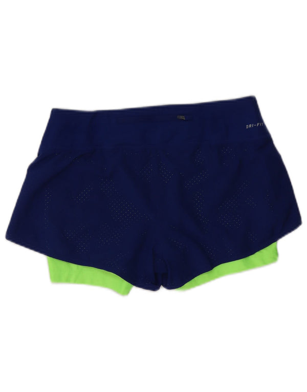 Damskie spodenki sportowe Nike Dri Fit UK 10, małe, granatowe, z blokami kolorów