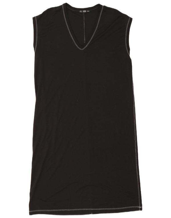 Damska sukienka t-shirtowa bez rękawów, oversize, Zara UK 10, mała czarna