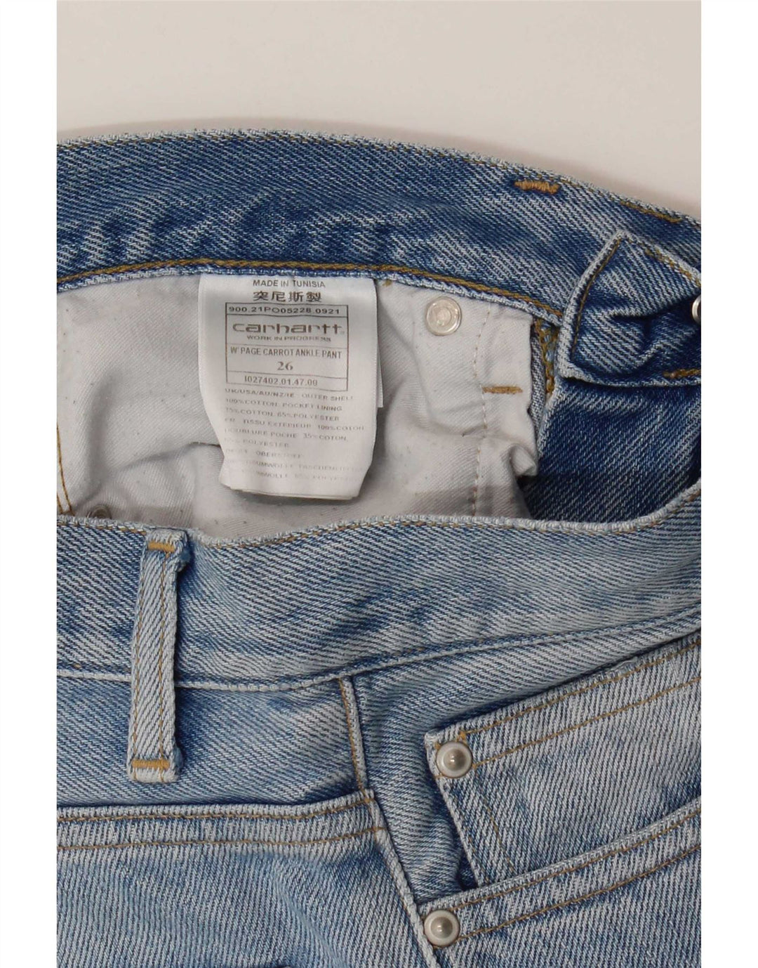 Damskie proste dżinsy Carhartt W26 L28 Niebieskie bawełniane