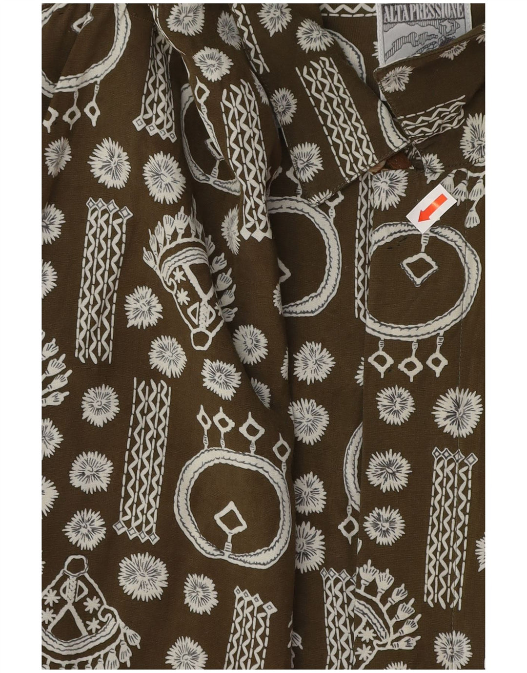 Męska koszula z krótkim rękawem w stylu vintage w abstrakcyjny wzór XL Khaki