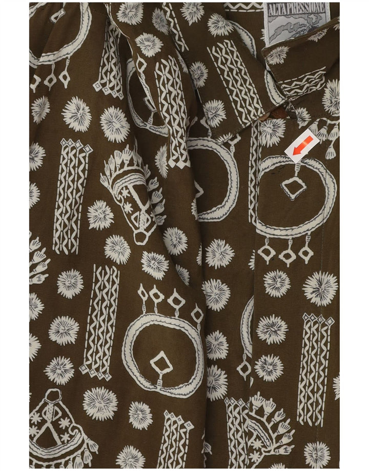 Męska koszula z krótkim rękawem w stylu vintage w abstrakcyjny wzór XL Khaki