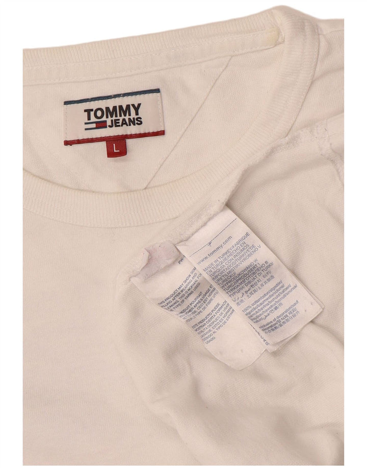 Męski T-shirt z grafiką TOMMY HILFIGER, duży, biały, bawełniany