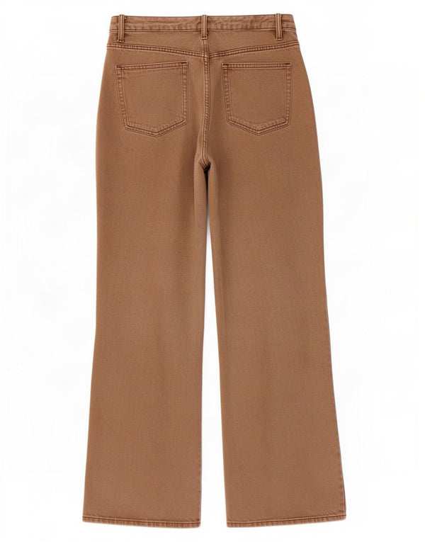 Damskie jeansy z szeroką nogawką Zara EU 44 XL W32 L31 Brązowa bawełna