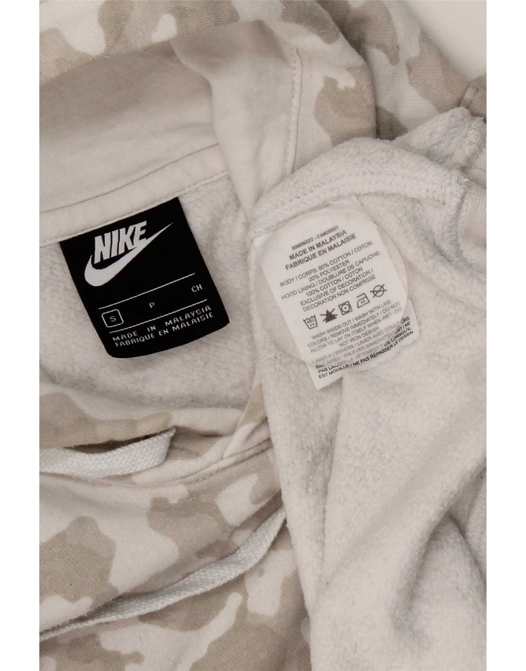 Męski sweter z kapturem Nike, mały, szary, bawełniany kamuflaż