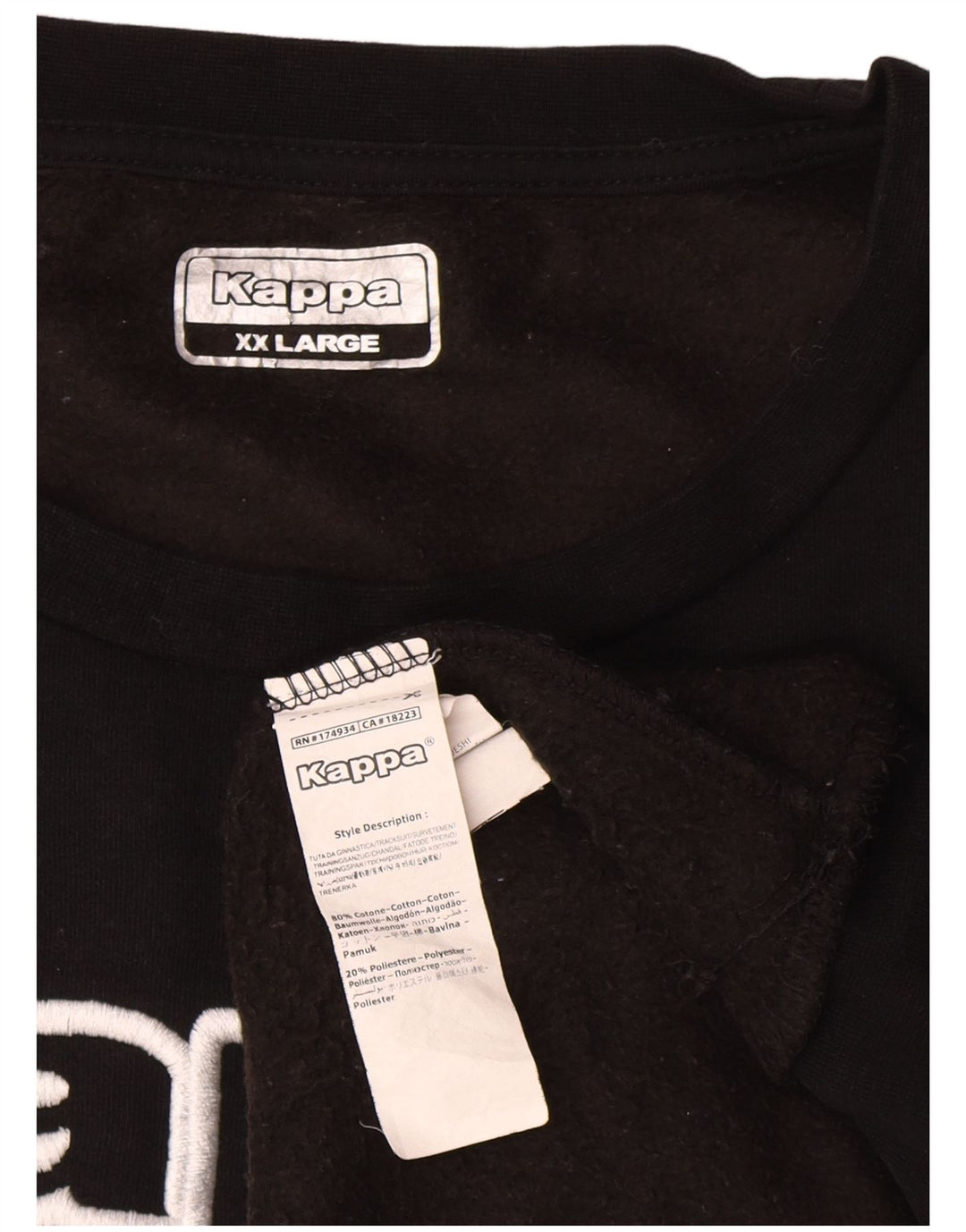 Męska bluza z grafiką Kappa, sweter 2XL, czarna bawełna