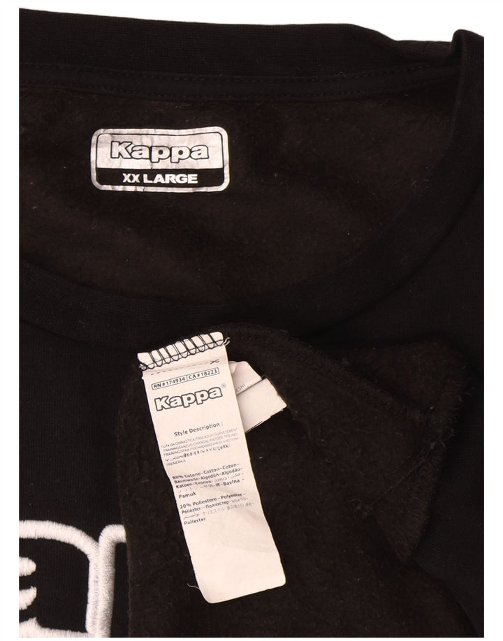 Męska bluza z grafiką Kappa, sweter 2XL, czarna bawełna