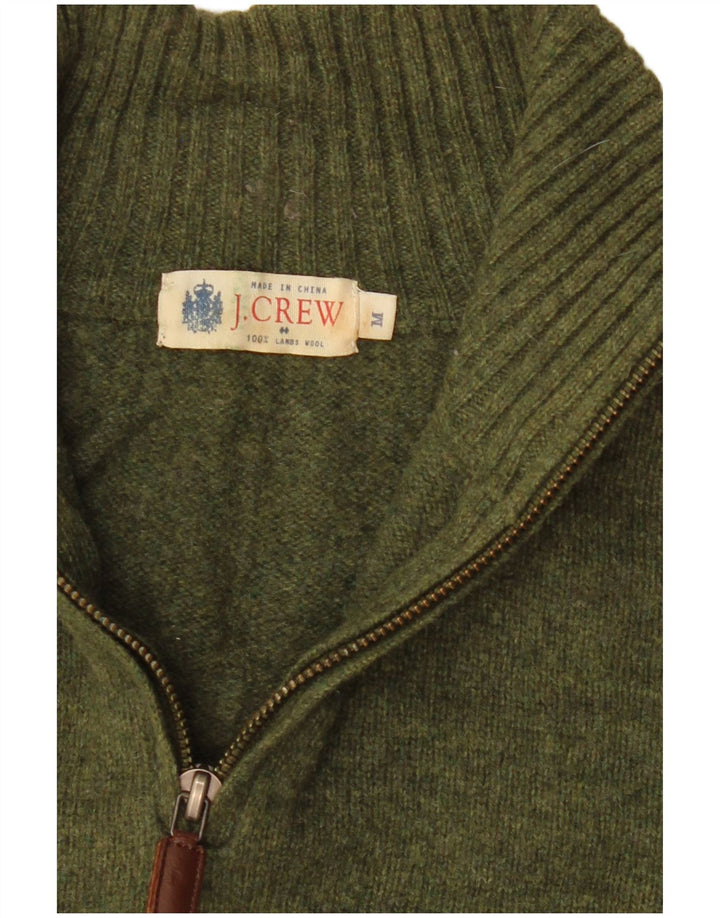 J. Crew Męski sweter z zamkiem błyskawicznym, średnio zielona wełna