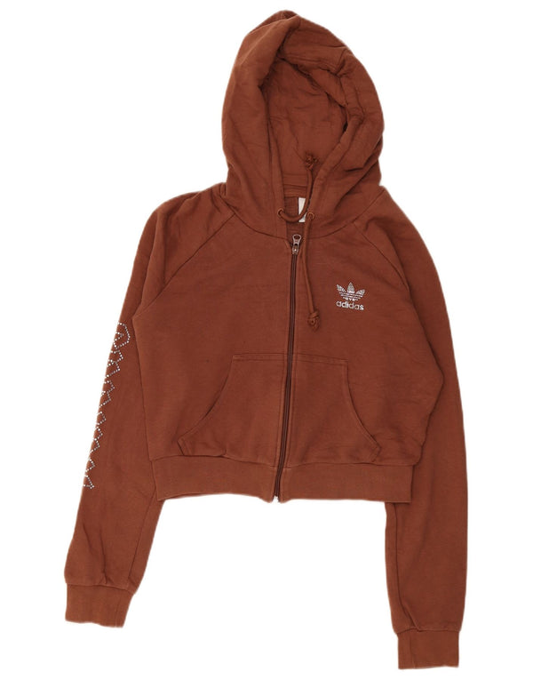 Damski sweter Adidas z grafiką i zamkiem błyskawicznym UK 12 Średni brązowy bawełniany
