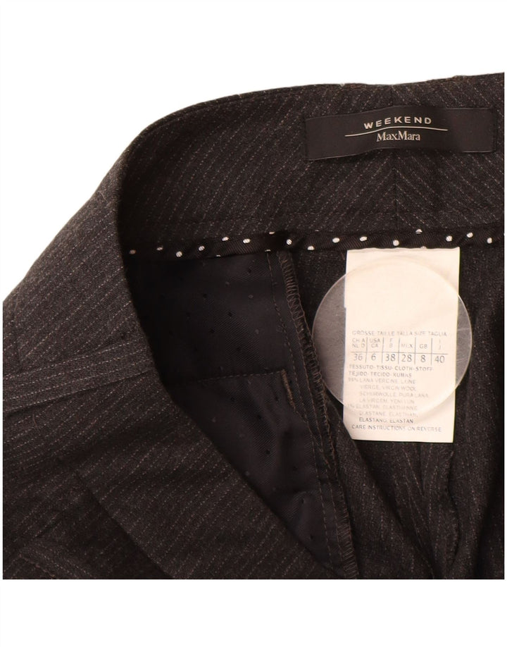 Damskie spodnie weekendowe MAX MARA UK 8 Small W28 L27 Szare prążki