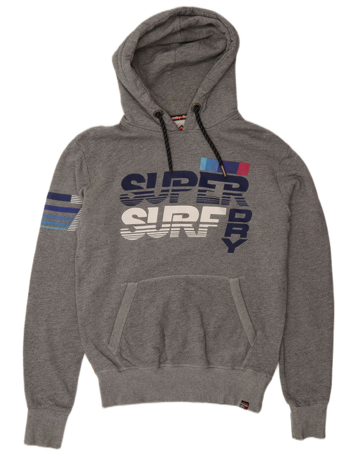 Męski sweter z kapturem Superdry z grafiką, średnioszary, bawełniany