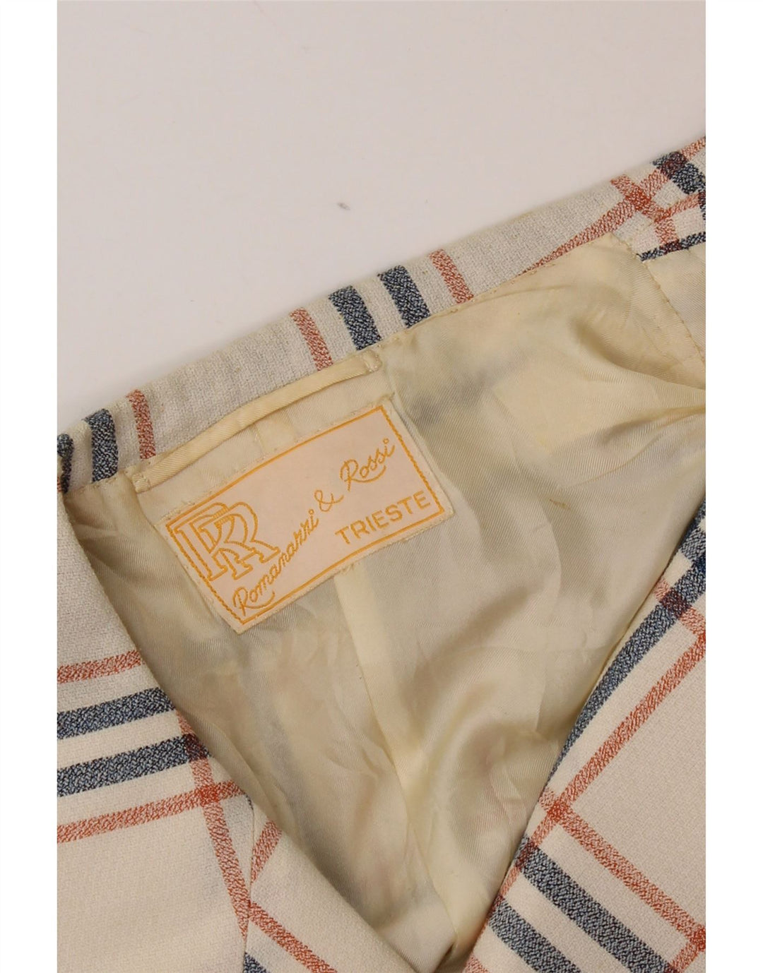 Vintage męska marynarka zapinana na 2 guziki UK 38, średnia złamana biała kratka