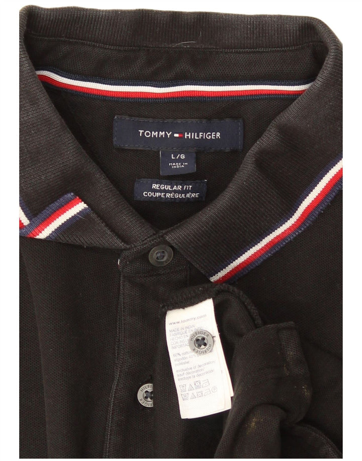 Męska koszulka polo Tommy Hilfiger o regularnym kroju, duża, czarna, bawełniana