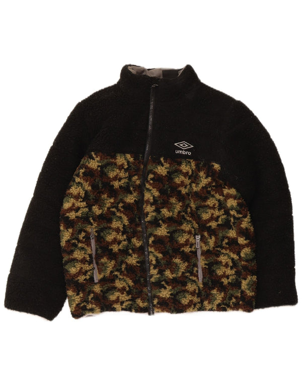 Umbro Boys Fleece Jacket 12-13 Years Black Camouflage Polyester