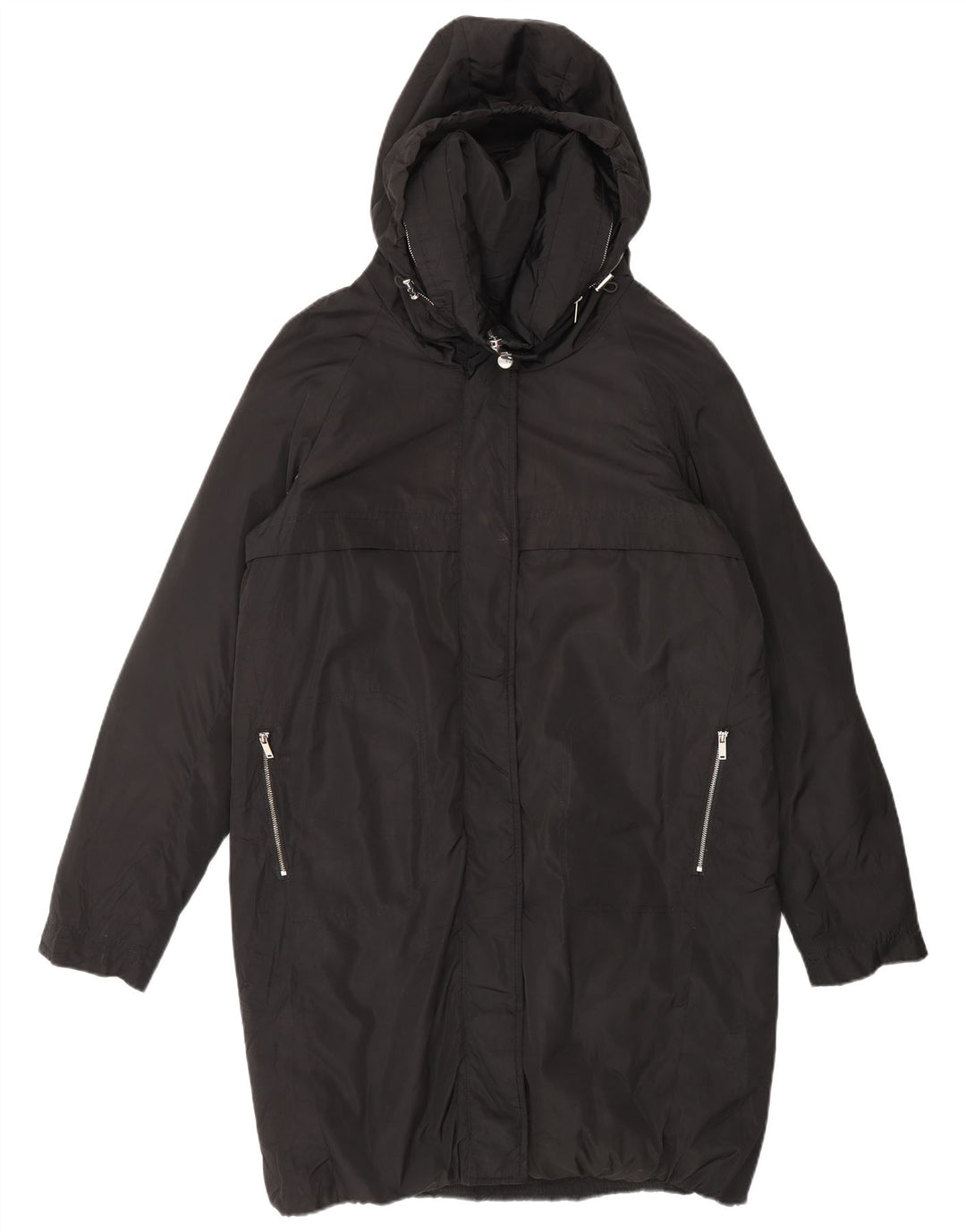 MANGO Womens Hooded Padded Coat UK 14 Medium Black Polyester