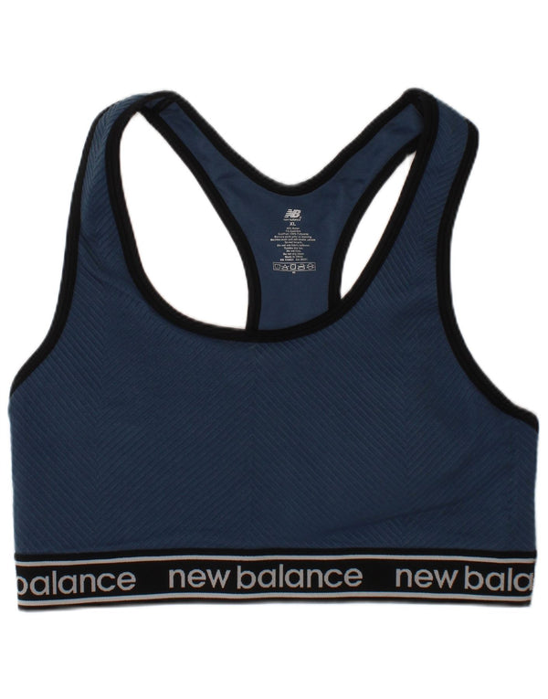 Damski top sportowy New Balance z grafiką XL, granatowy, nylonowy sportowy