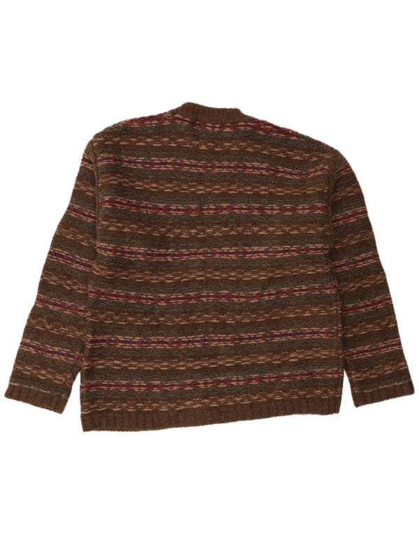 Męski sweter o regularnym kroju Eddie Bauer z okrągłym dekoltem i dużymi paskami w kolorze khaki