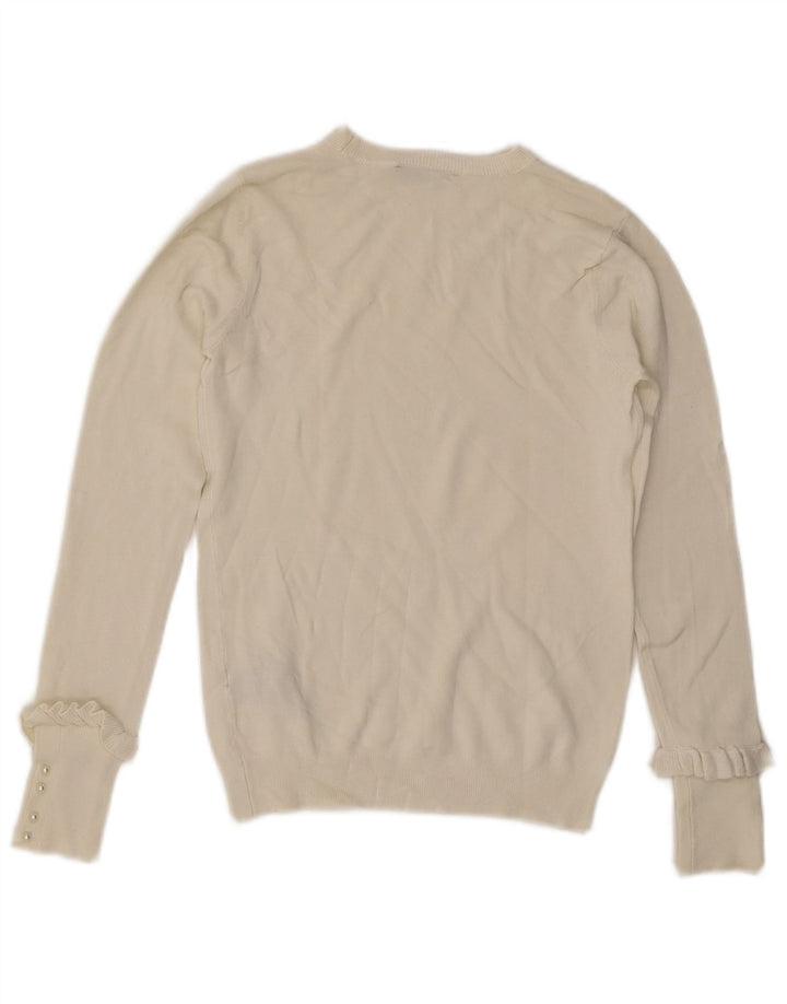 Damski sweter ZARA z dekoltem w łódkę UK 12 Średni złamanej bieli, wiskoza