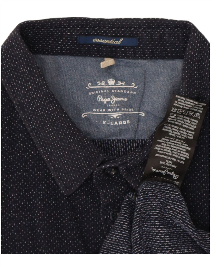 Koszula męska PEPE Jeans XL, bawełniana w granatowe cętki