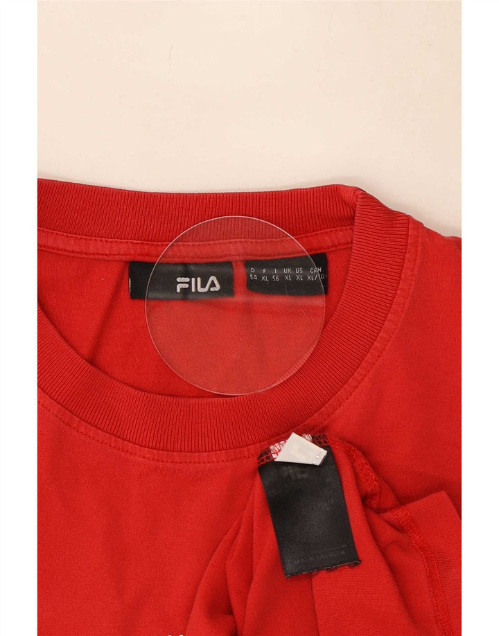 Męska koszulka z grafiką Fila Top XL, czerwona, bawełniana