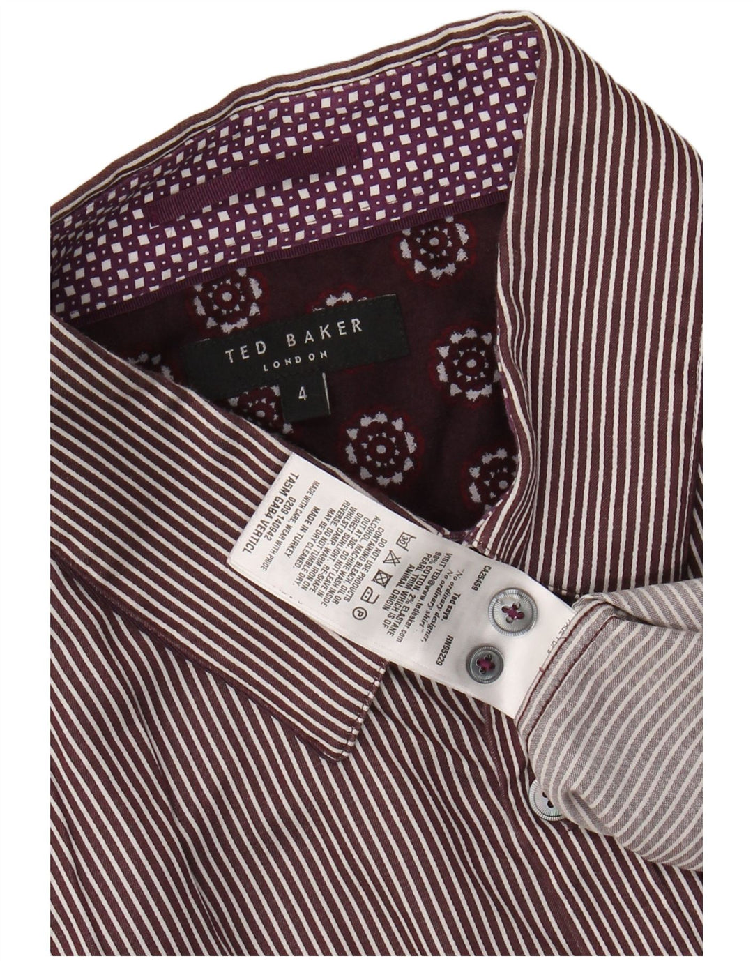Koszula męska TED BAKER, rozmiar 4, duża, fioletowa, bawełniana w prążki