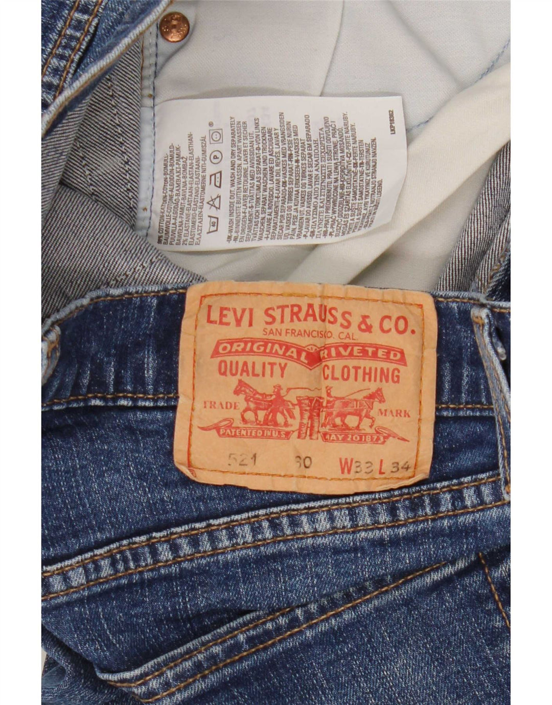 Męskie jeansy Levi's 521 Straight W33 L29 Niebieskie bawełniane