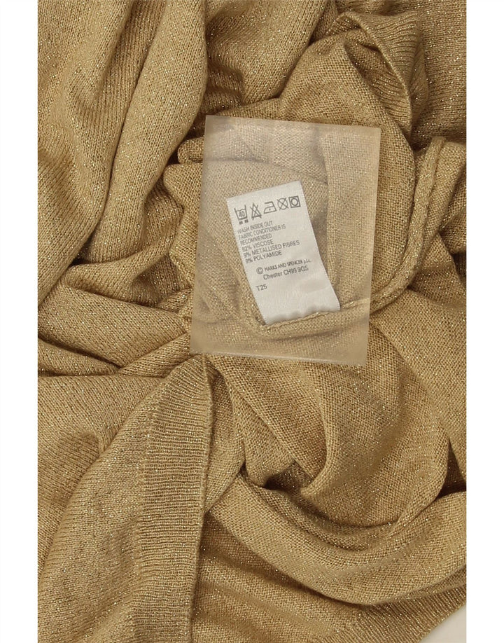 Marks & Spencer Damski sweter z golfem UK 14, duży, złoty, nakrapiany