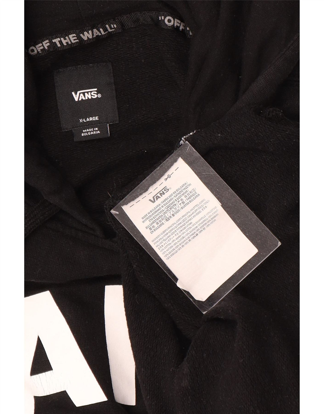 Męski sweter z kapturem i grafiką VANS XL, czarny, bawełniany